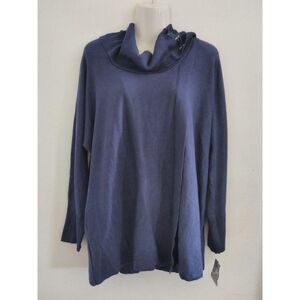 JM Collection Turtle Neck Laced Collar Sweater